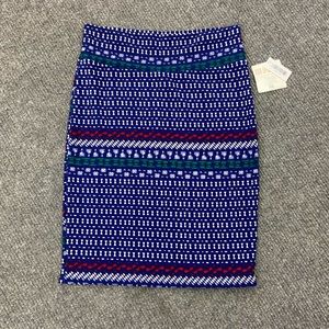 LuLaRoe Blue and Red Patterned Skirt